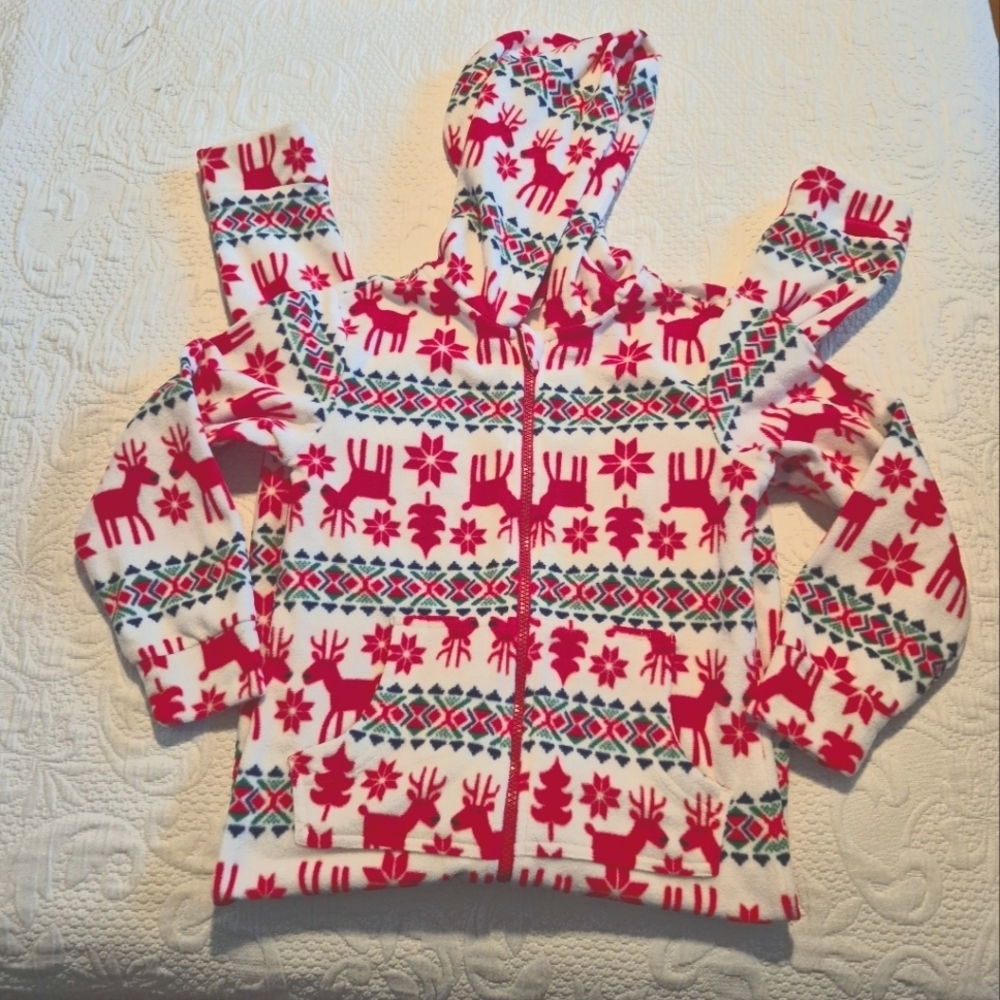 Hanna Andersson girls or boys Medium 6-8 years fleece union suit with hood VGUC